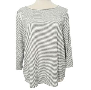 Green Envelope Los Angeles Striped Boat Neck 3/4 Sleeve Top Women’s Size Large